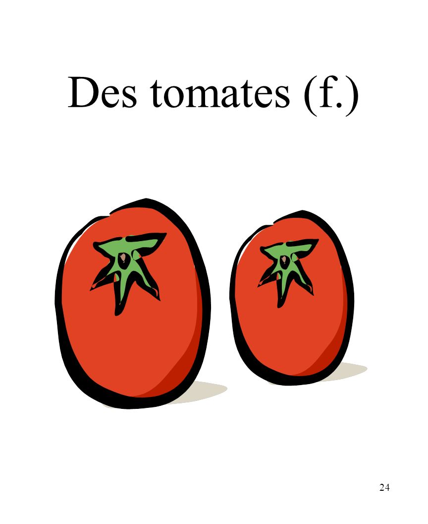 CHAPITRE 8 LES ALIMENTS 3/25/2017 Des tomates (f.) Madame Craven