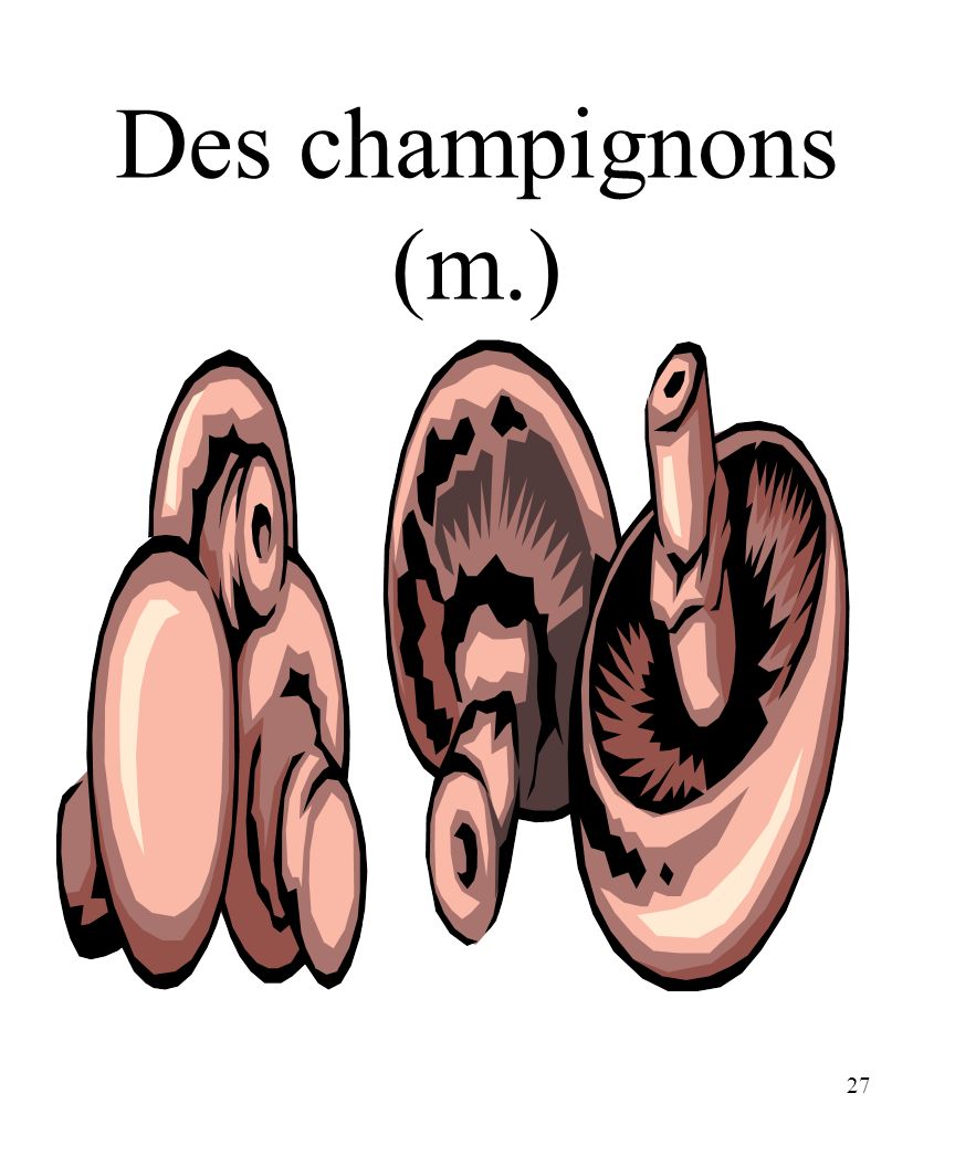 CHAPITRE 8 LES ALIMENTS 3/25/2017 Des champignons (m.) Madame Craven