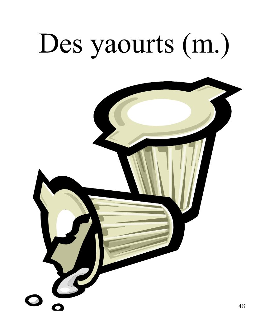 CHAPITRE 8 LES ALIMENTS 3/25/2017 Des yaourts (m.) Madame Craven