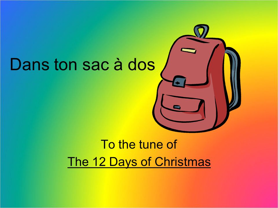 To the tune of The 12 Days of Christmas