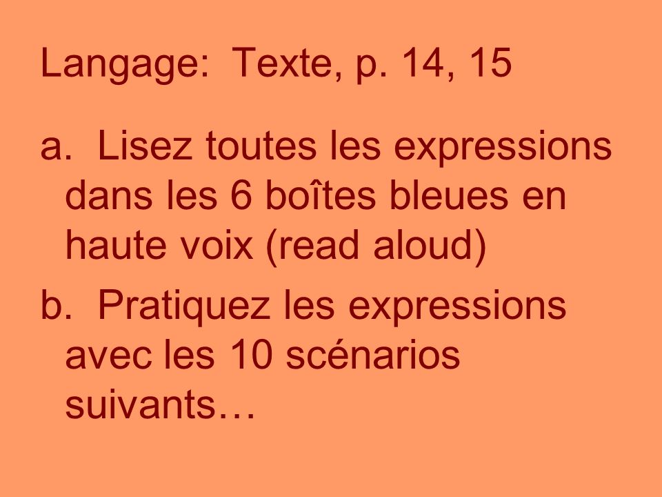 Langage: Texte, p. 14, 15