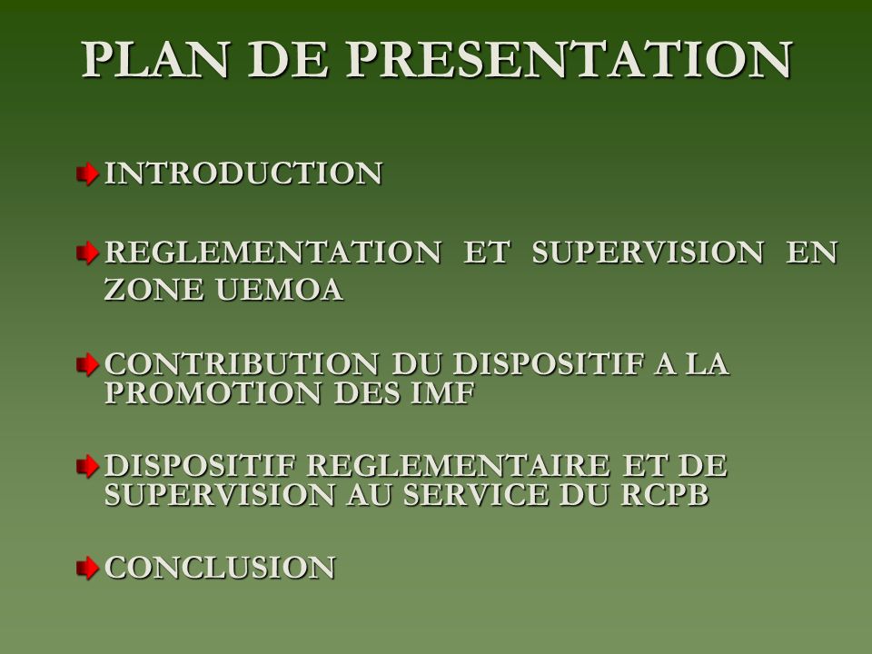 PLAN DE PRESENTATION INTRODUCTION
