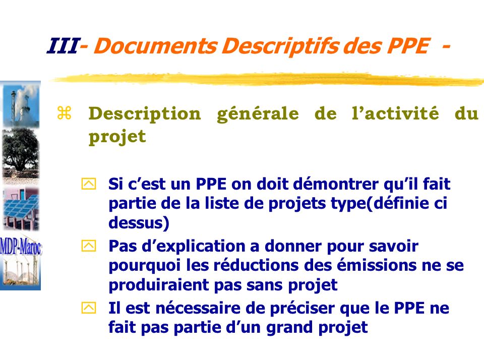 III- Documents Descriptifs des PPE -