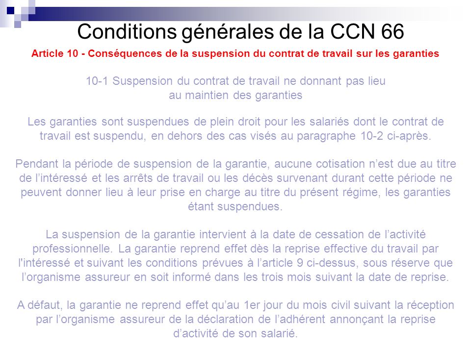 Conditions générales de la CCN 66