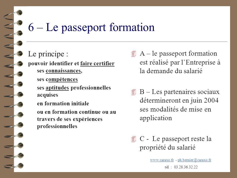 6 – Le passeport formation