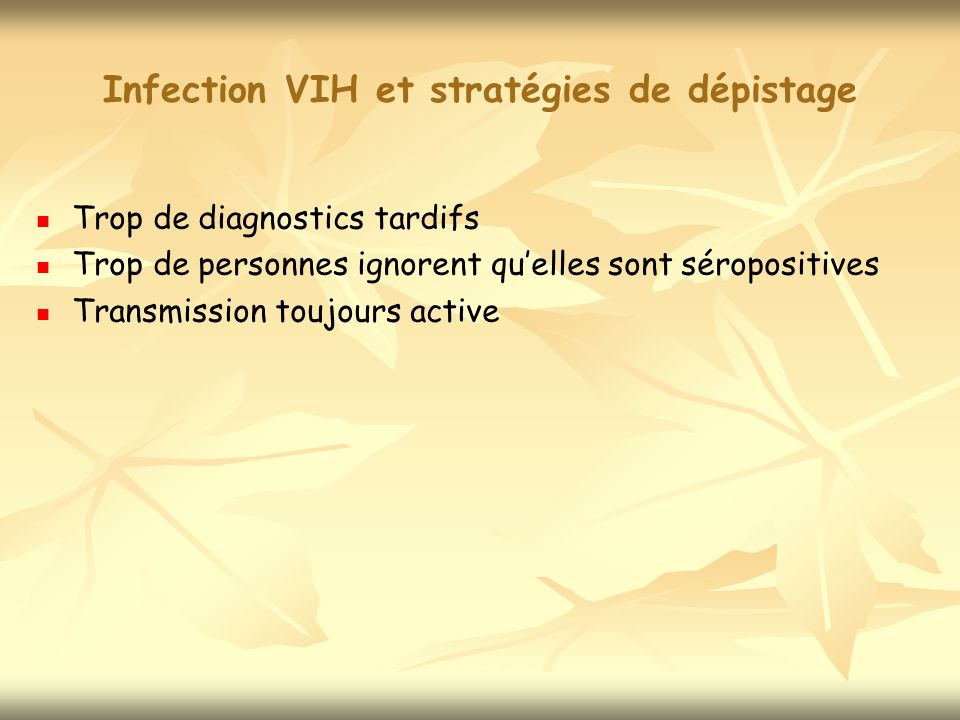 Infection VIH et stratégies de dépistage