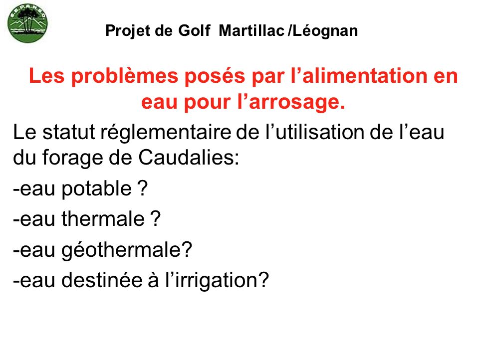Projet de Golf Martillac /Léognan
