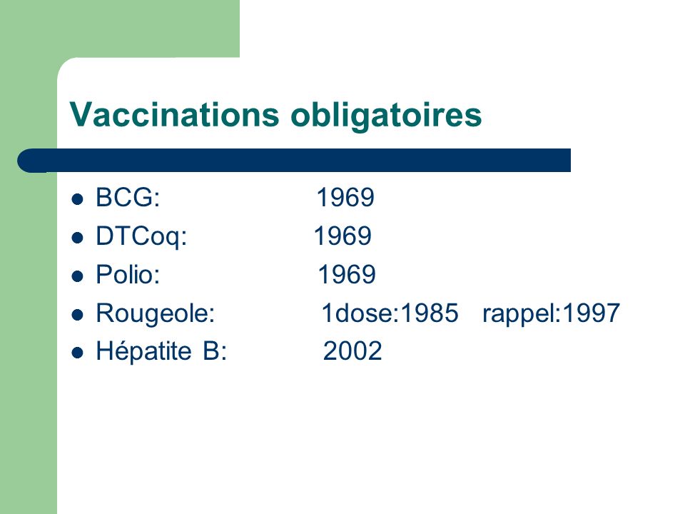 Vaccinations obligatoires
