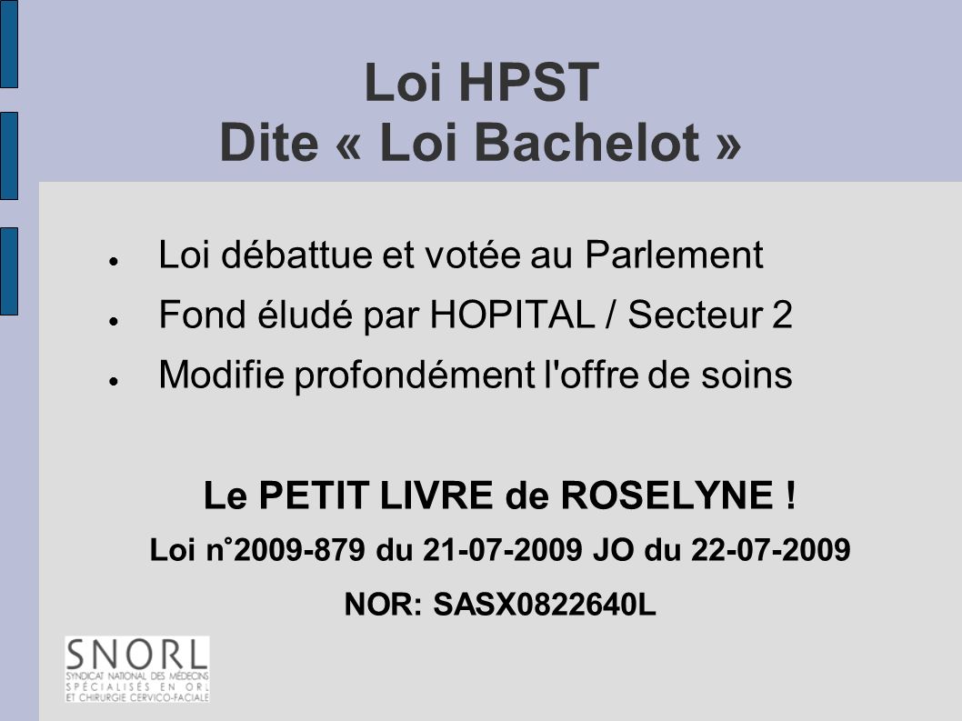 Loi HPST Dite « Loi Bachelot »