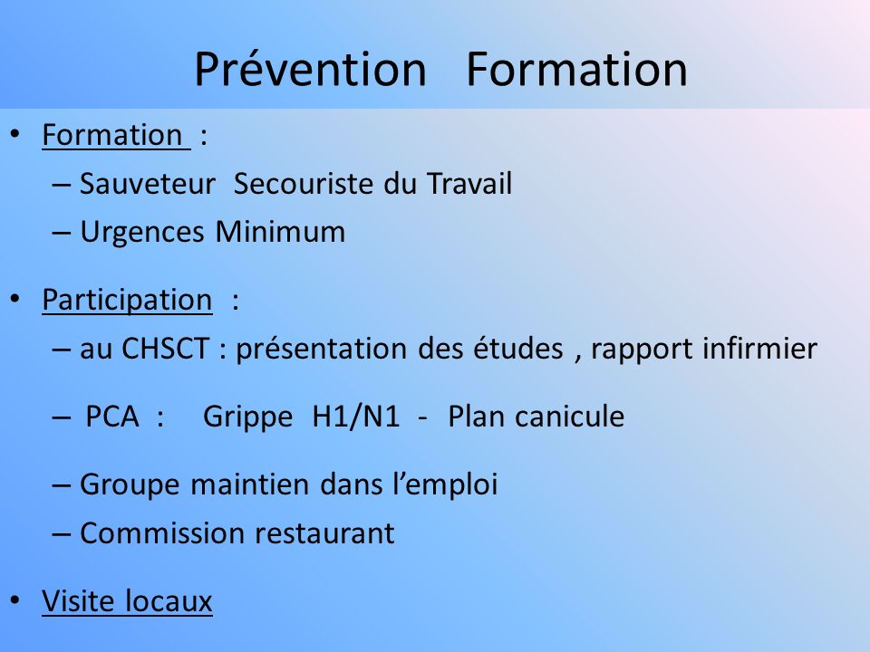 Prévention Formation Formation : Sauveteur Secouriste du Travail