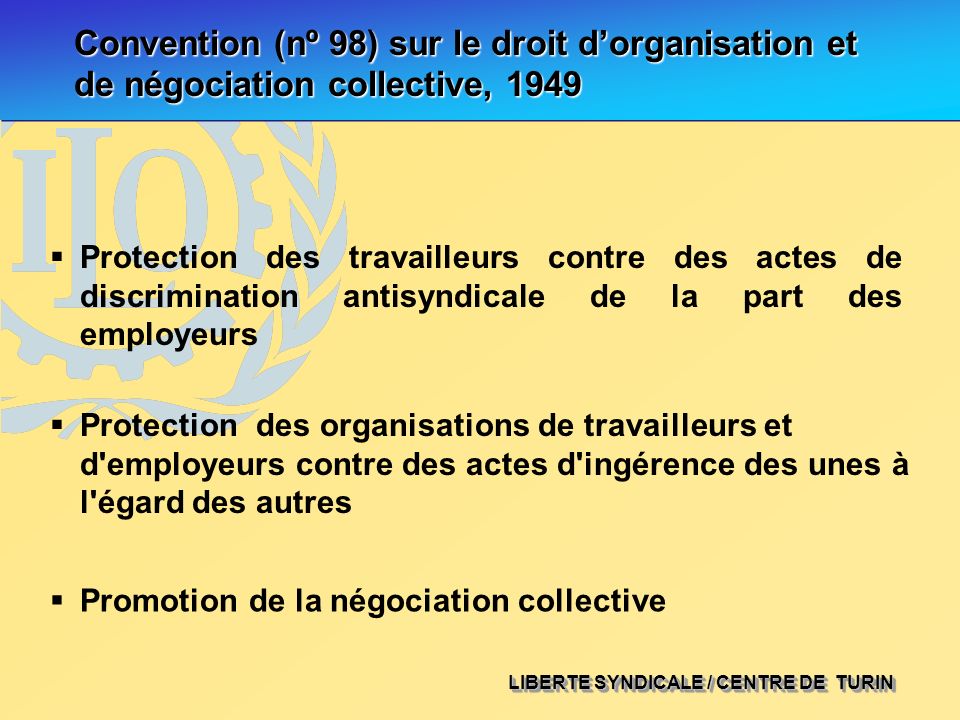 Convention (nº 98) sur le droit d’organisation et de négociation collective, 1949