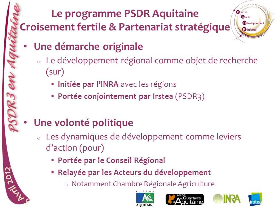 Le programme PSDR Aquitaine Croisement fertile & Partenariat stratégique