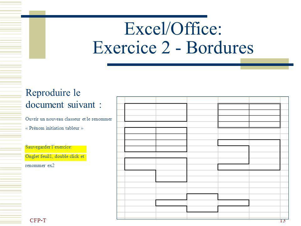 Excel/Office: Exercice 2 - Bordures