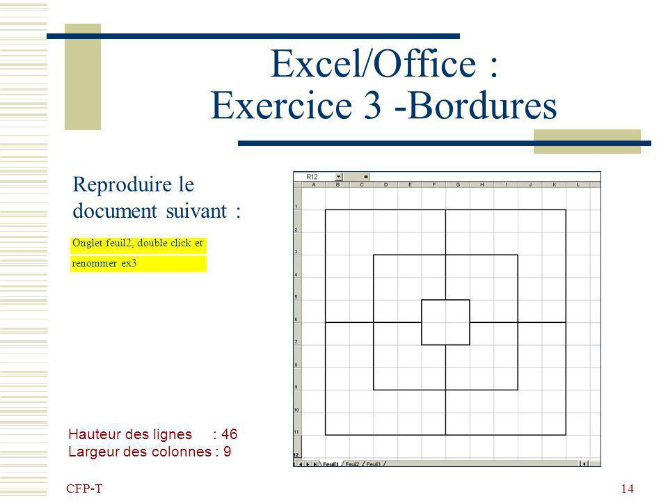 Excel/Office : Exercice 3 -Bordures