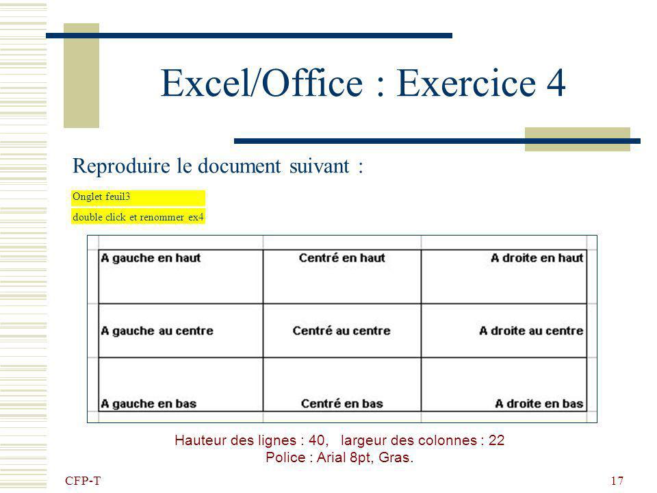 Excel/Office : Exercice 4