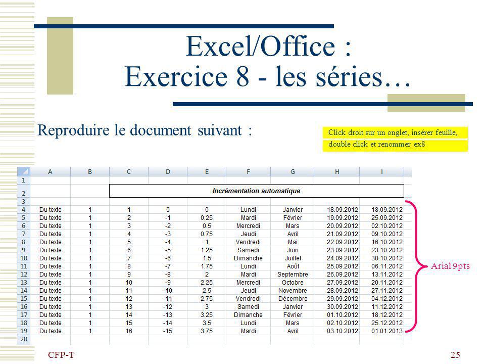 Excel/Office : Exercice 8 - les séries…
