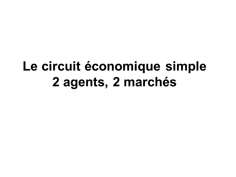 Le circuit économique simple 2 agents, 2 marchés