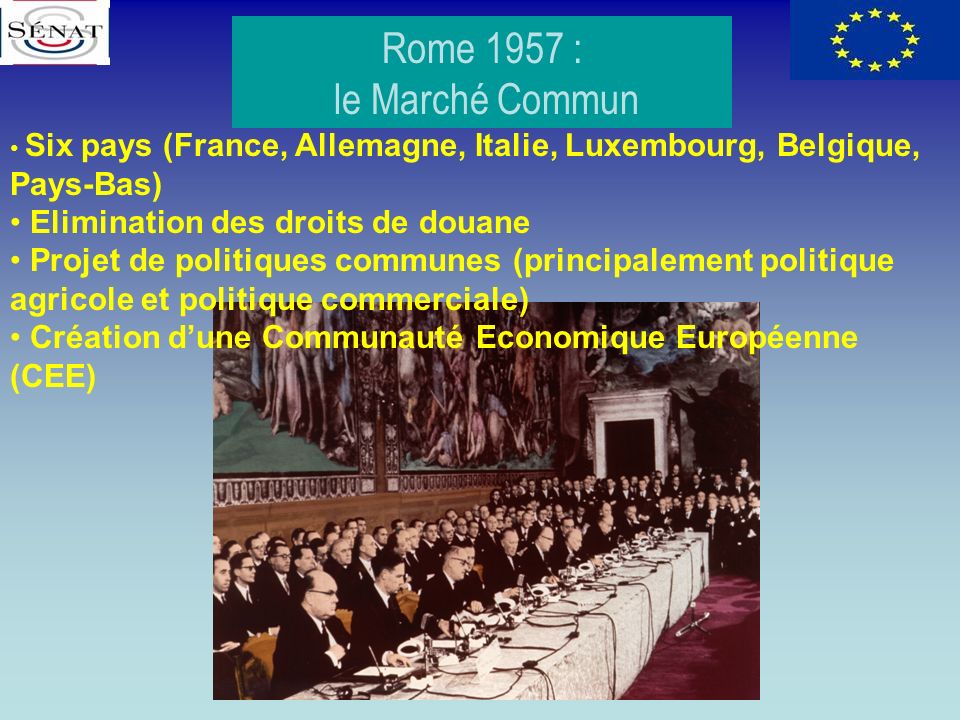 Rome 1957 : le Marché Commun Elimination des droits de douane