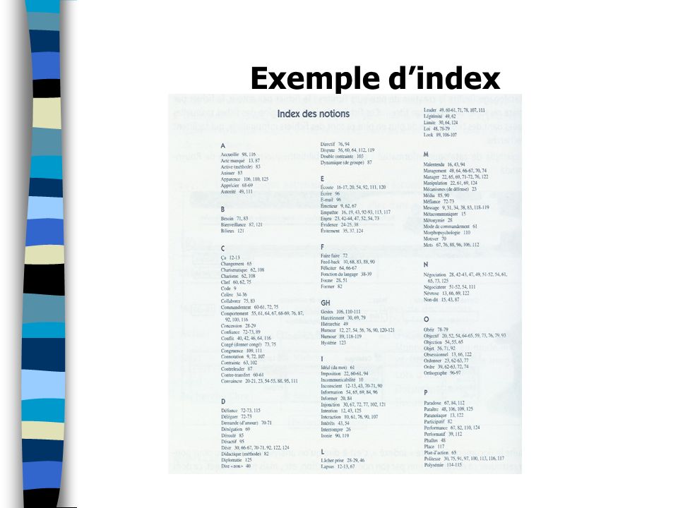 Exemple d’index