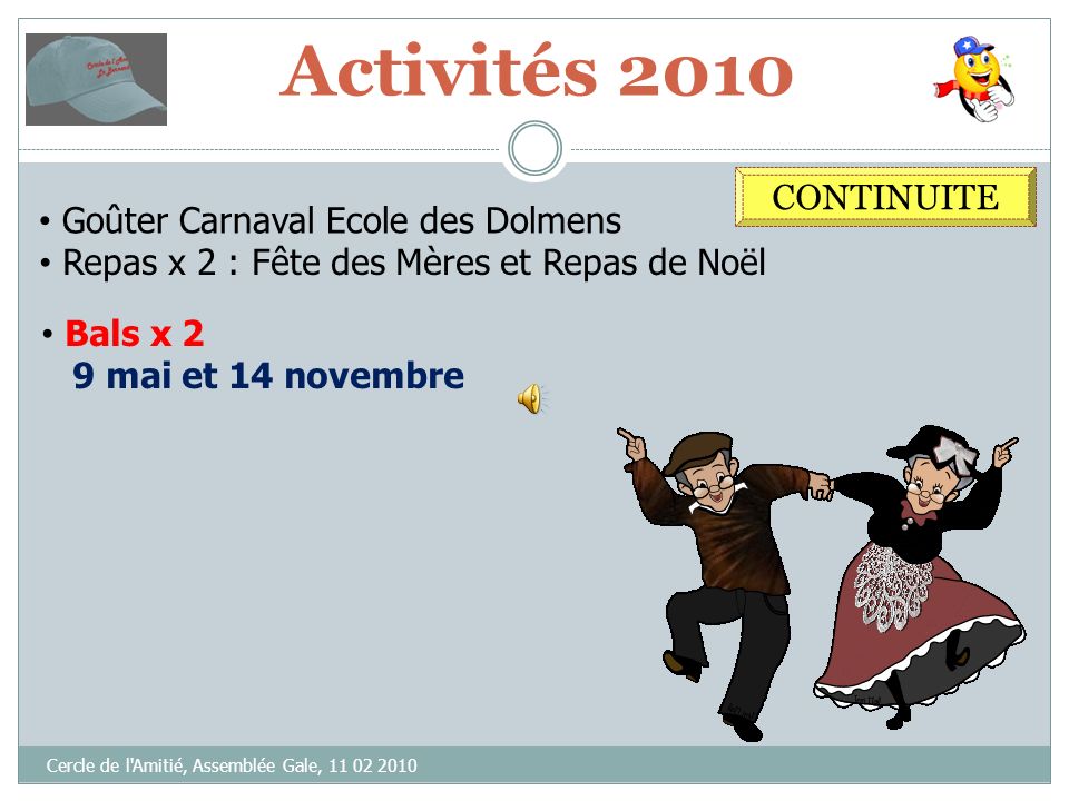 Activités 2010 CONTINUITE Goûter Carnaval Ecole des Dolmens