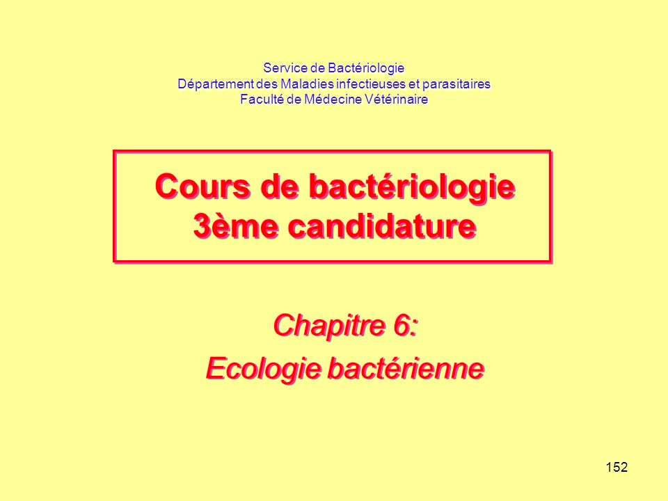 Chapitre 6: Ecologie bactérienne