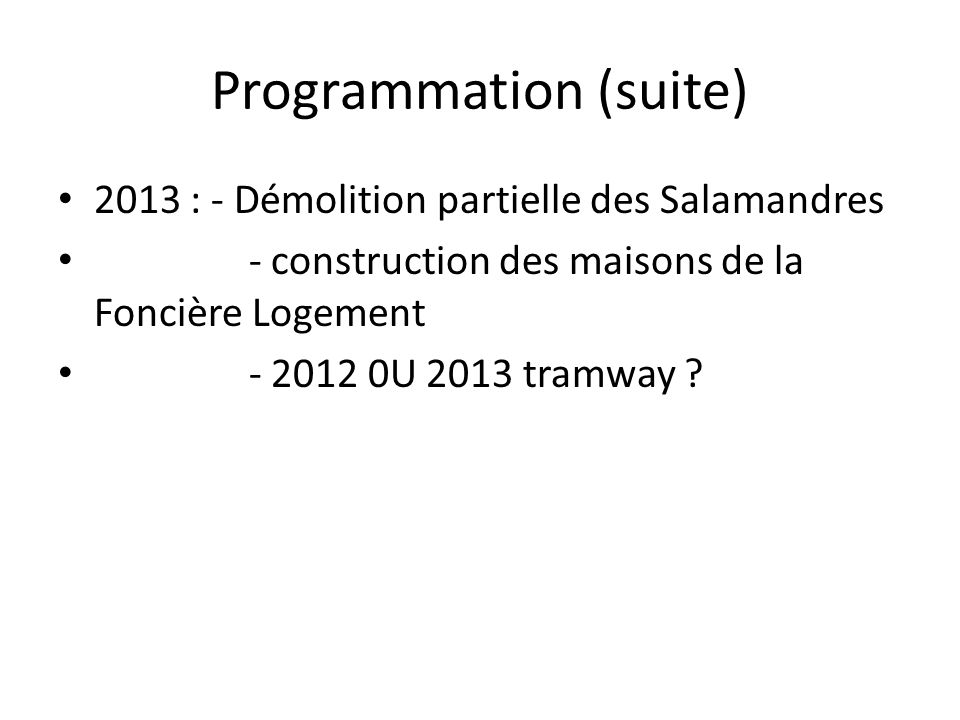 Programmation (suite)