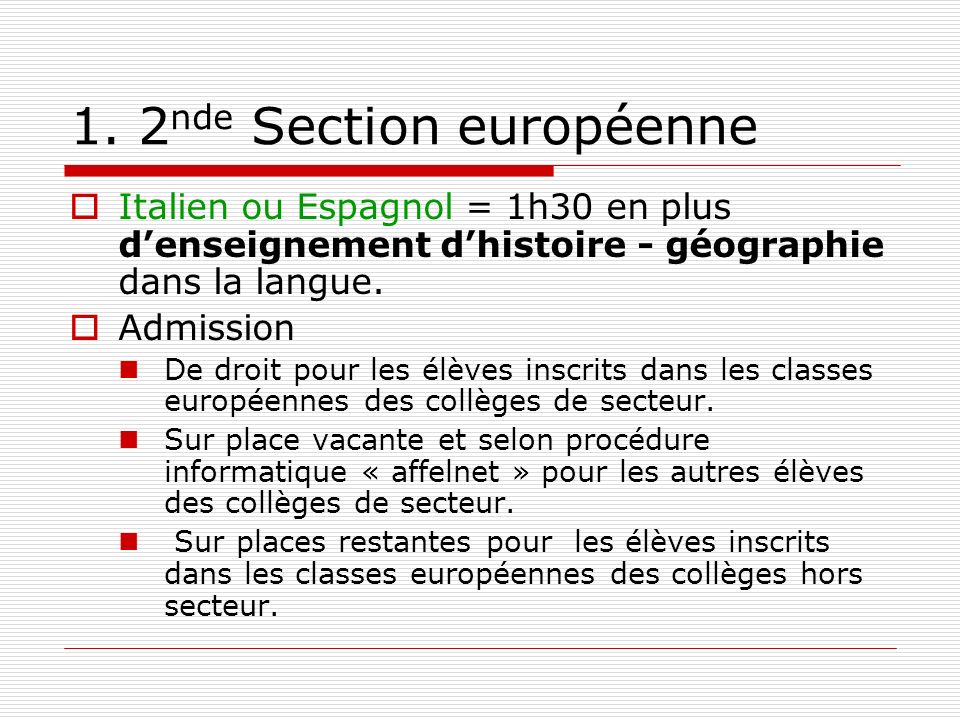 1. 2nde Section européenne