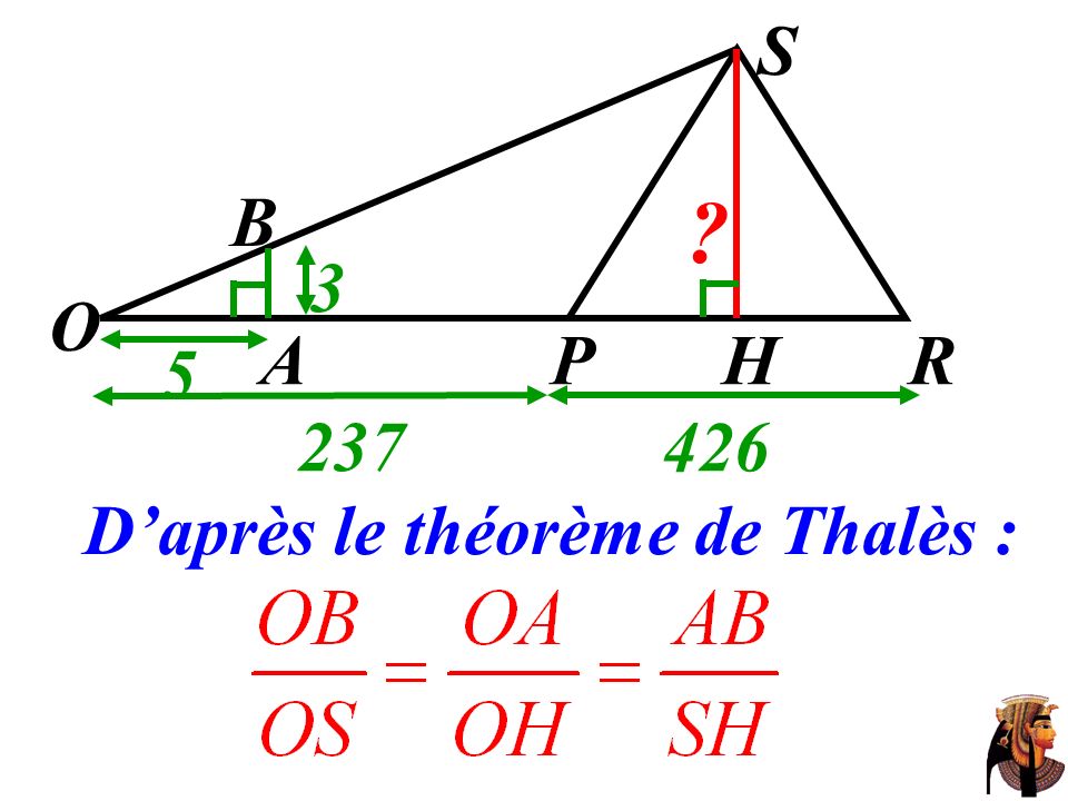 O S 5 3 A H R P B D’après le théorème de Thalès :