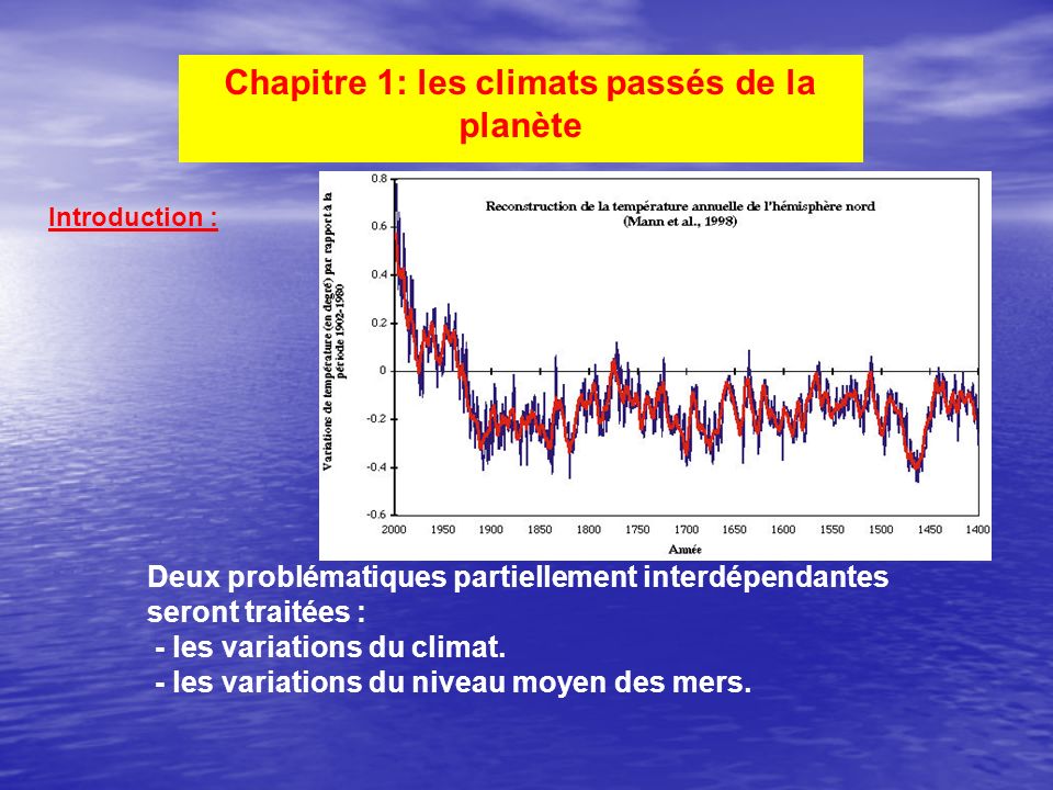 Chapitre 1: les climats passés de la planète