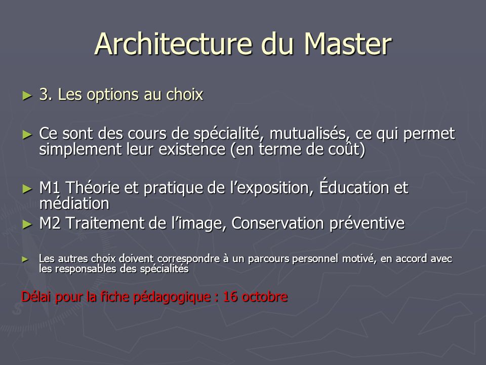 Architecture du Master