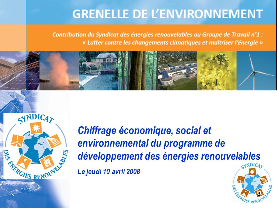 Chiffrage économique, social et environnemental du programme de développement des énergies renouvelables