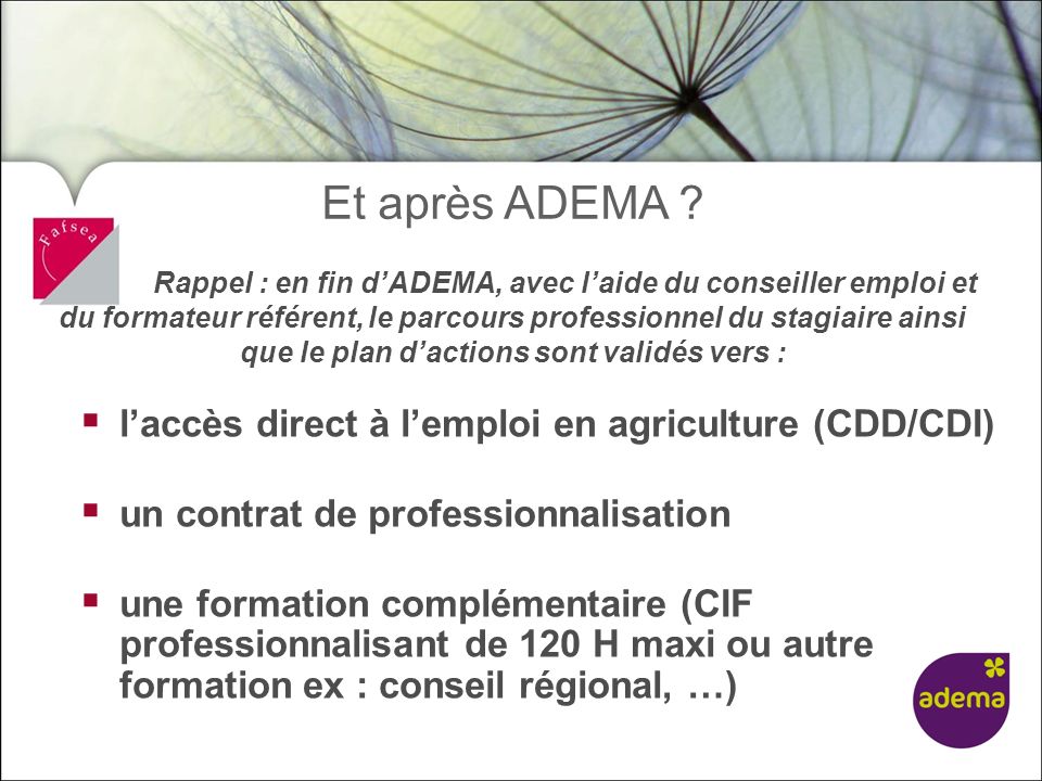 Et après ADEMA l’accès direct à l’emploi en agriculture (CDD/CDI)