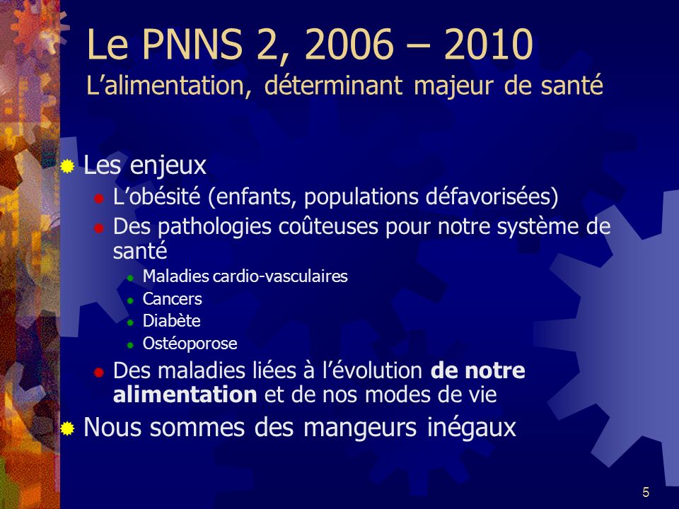 Le PNNS 2, 2006 – 2010 L’alimentation, déterminant majeur de santé