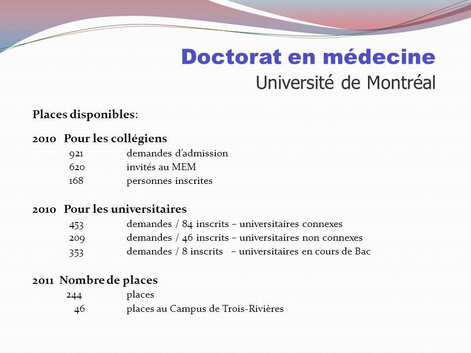 Doctorat en médecine Université de Montréal