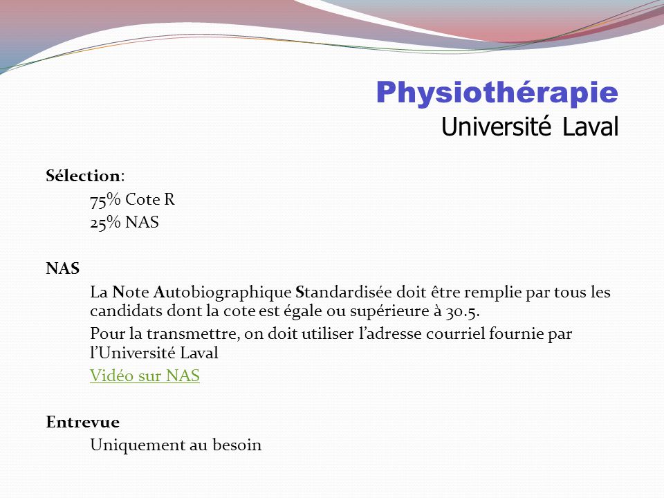 Physiothérapie Université Laval