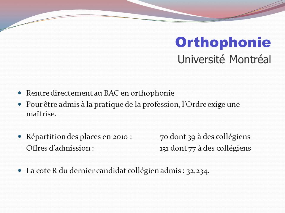 Orthophonie Université Montréal
