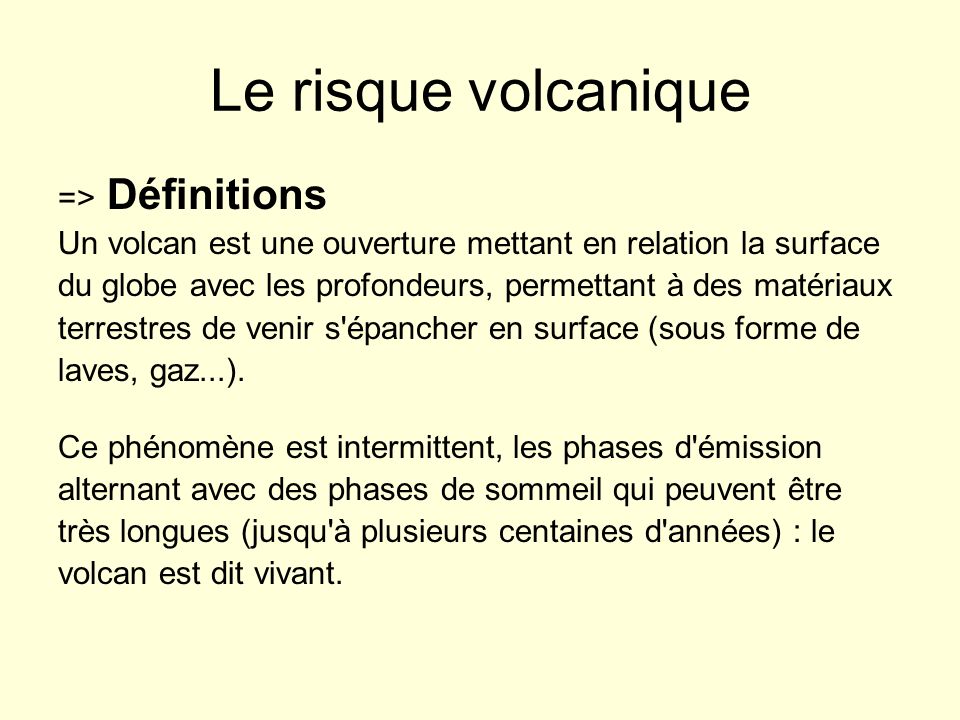 Le risque volcanique => Définitions