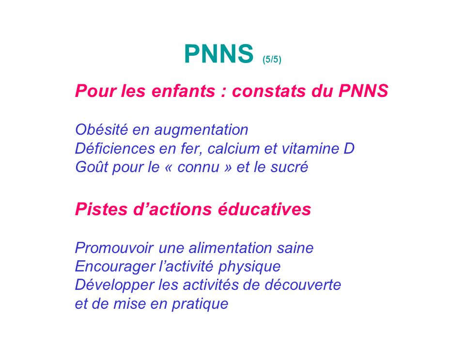 PNNS (5/5) Pour les enfants : constats du PNNS