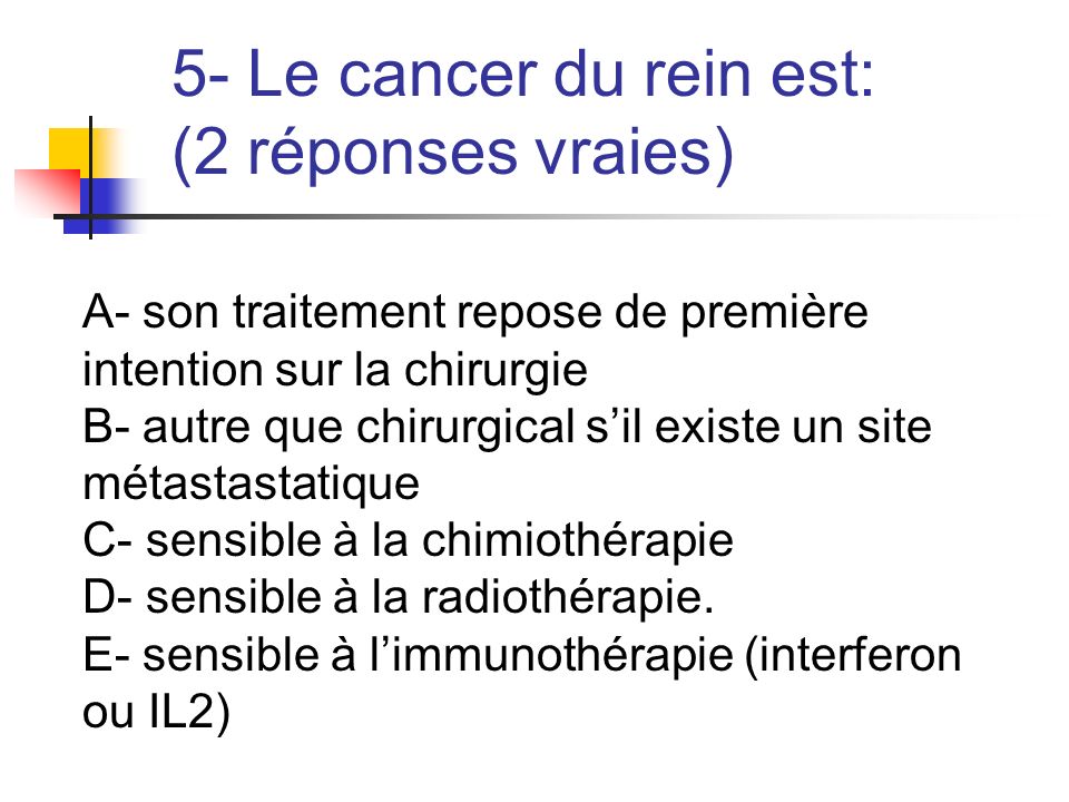 5- Le cancer du rein est: (2 réponses vraies)