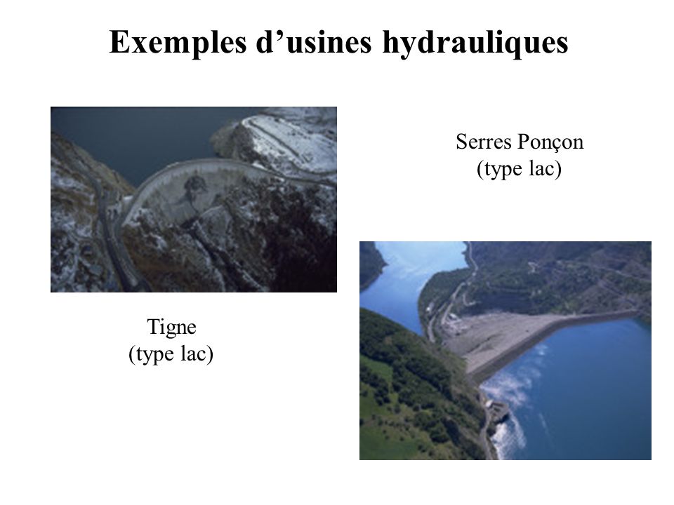 Exemples d’usines hydrauliques
