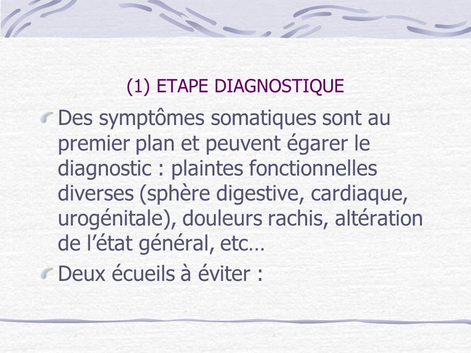 (1) ETAPE DIAGNOSTIQUE