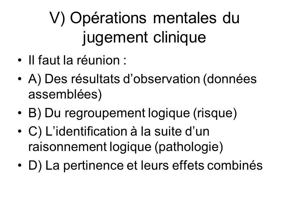 V) Opérations mentales du jugement clinique