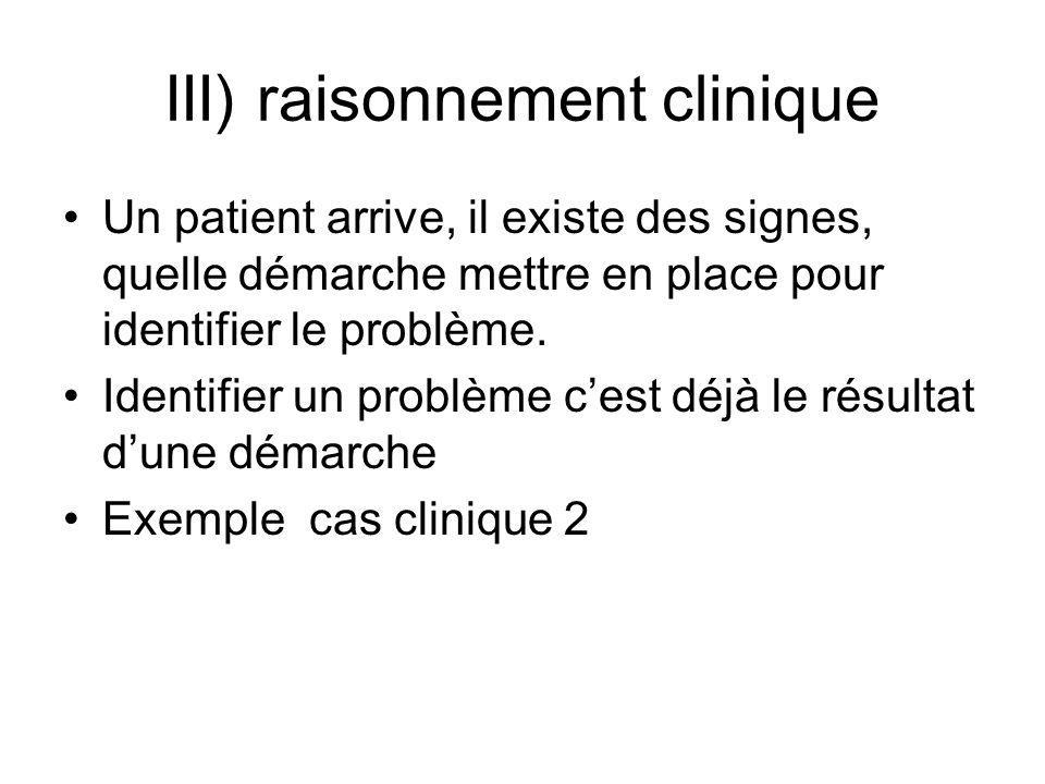 III) raisonnement clinique