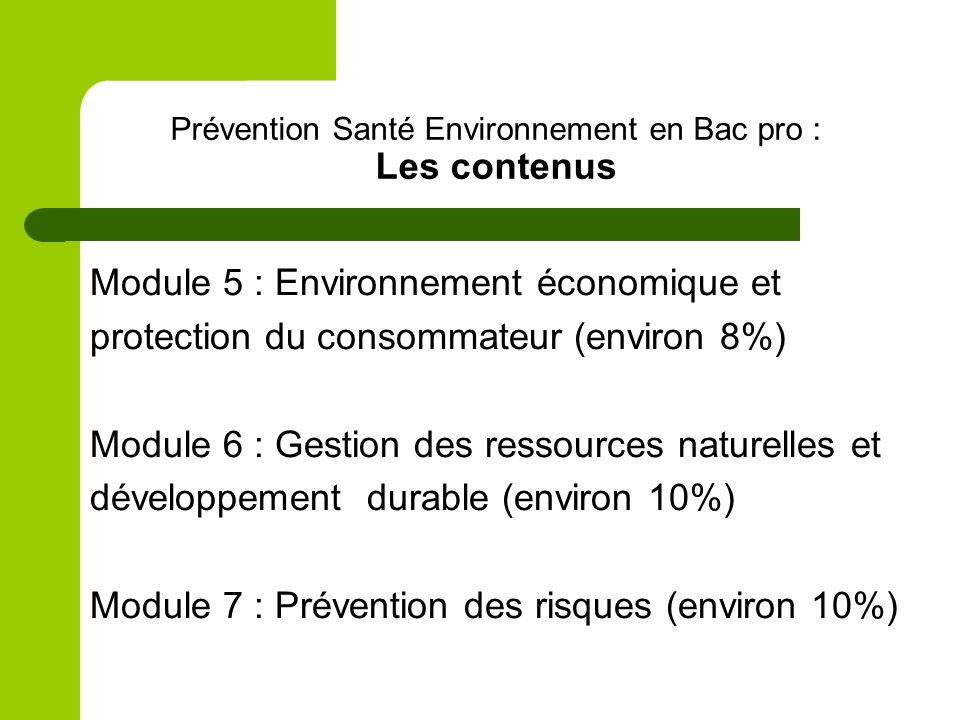 Prévention Santé Environnement en Bac pro : Les contenus
