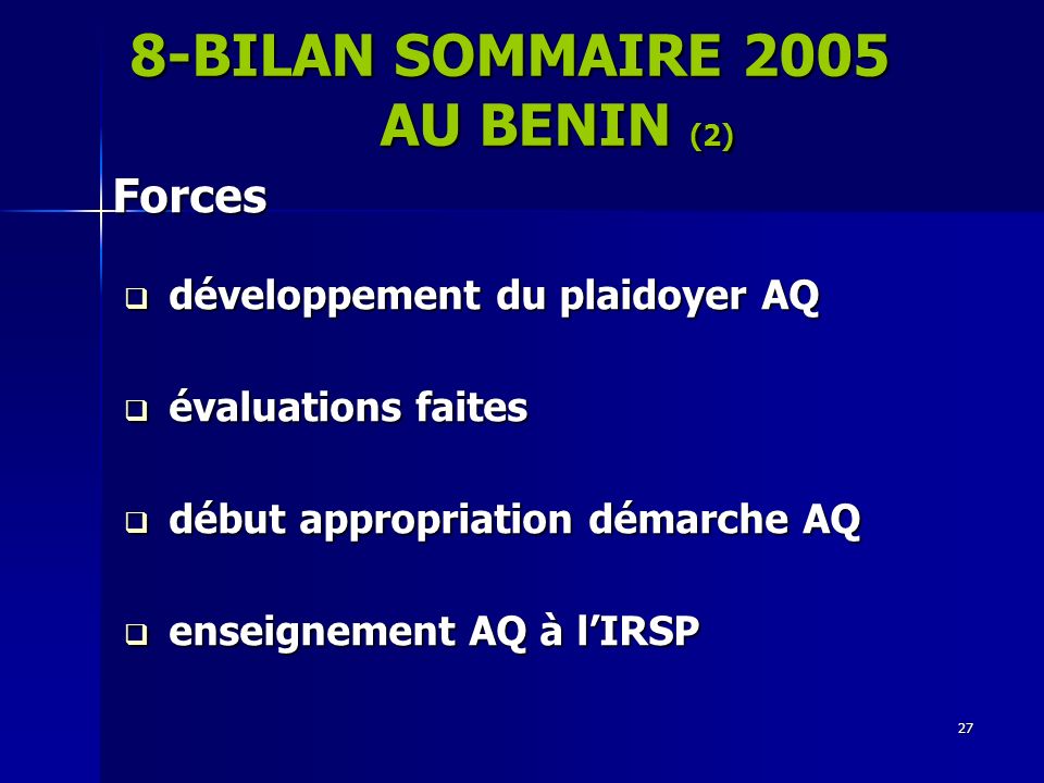 8-BILAN SOMMAIRE 2005 AU BENIN (2)