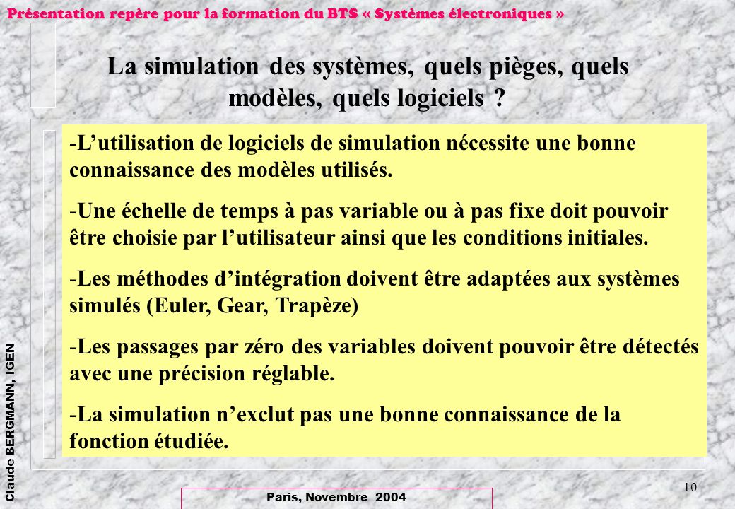 La simulation des systèmes, quels pièges, quels modèles, quels logiciels