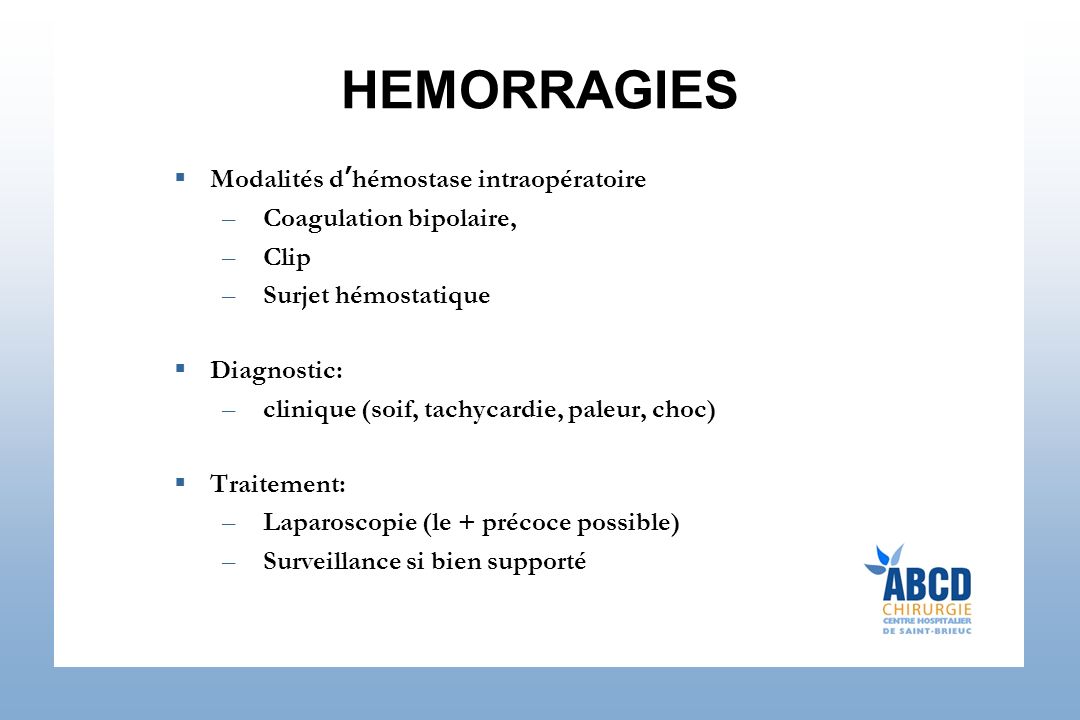 HEMORRAGIES Modalités d’hémostase intraopératoire