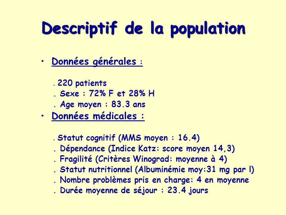 Descriptif de la population