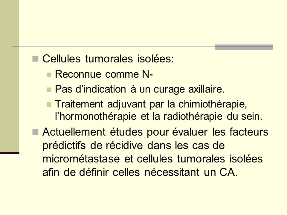 Cellules tumorales isolées:
