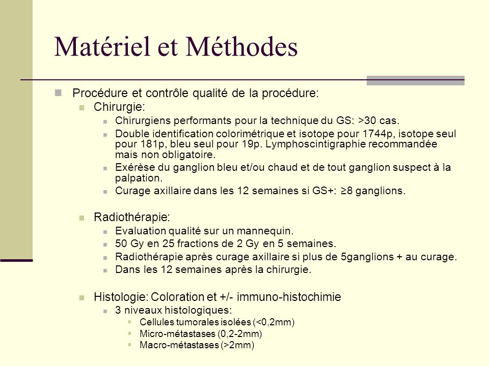Matériel et Méthodes Procédure et contrôle qualité de la procédure: